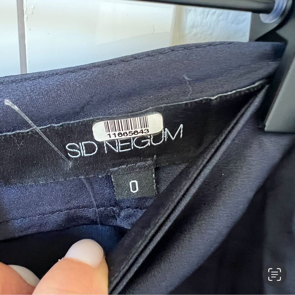 Sid Neigum Navy Gathered Satin Midi Skirt In Navy Blue — image 7 of 8